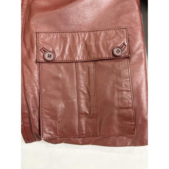 Vintage Saxony Genuine Leather Jacket Men 40 Maroon Quilted Lined Retro - Picture 4 of 16